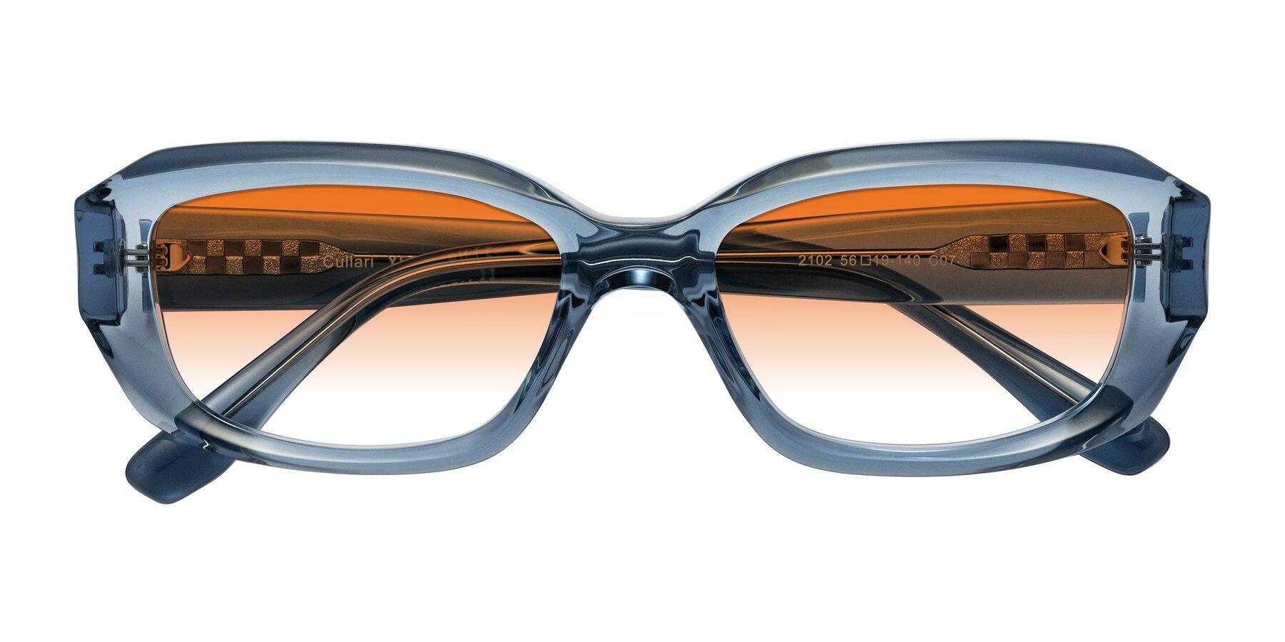 Folded Front of Cullari in Crystal Blueberry with Orange Gradient Lenses