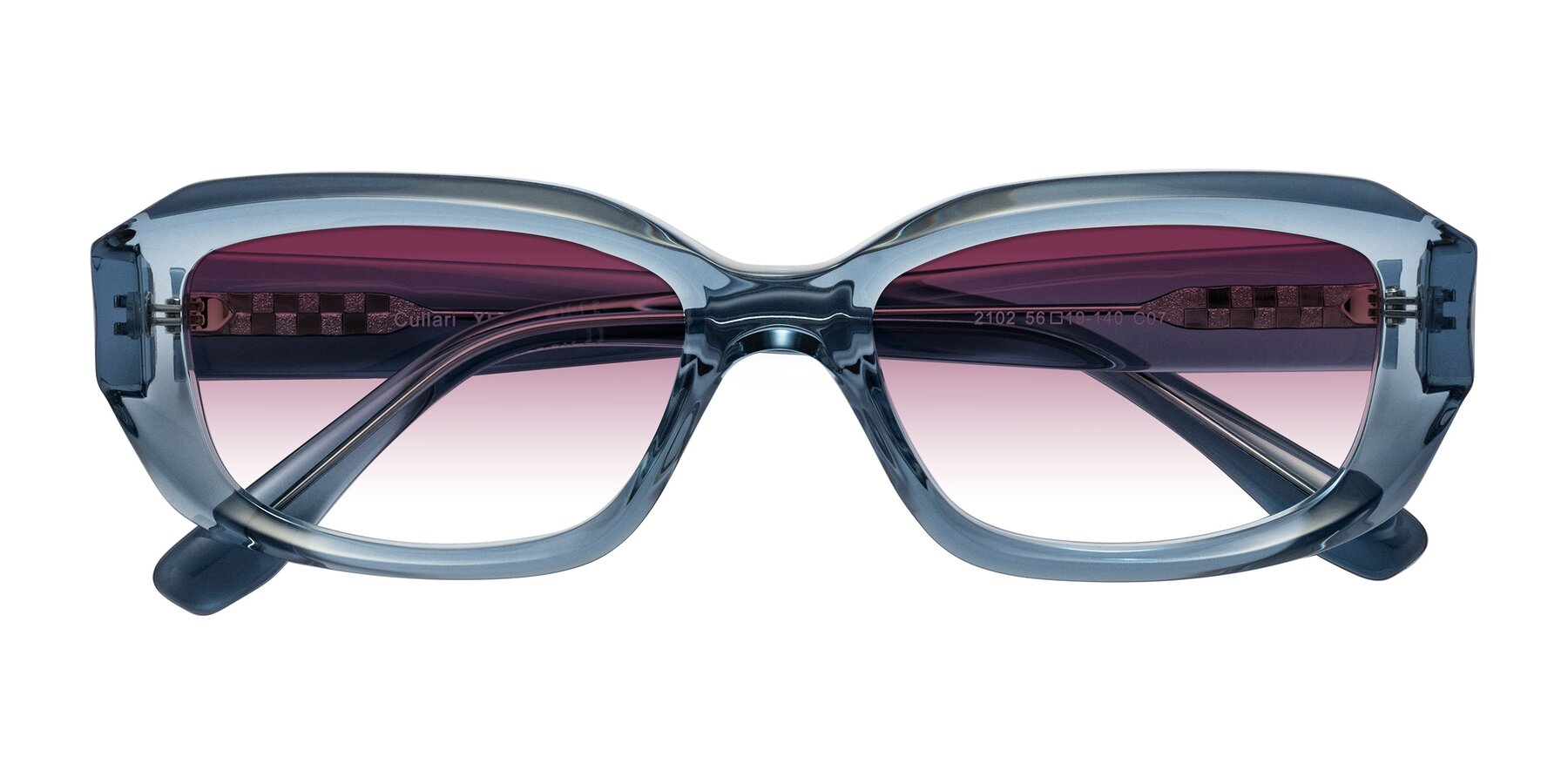 Folded Front of Cullari in Crystal Blueberry with Wine Gradient Lenses