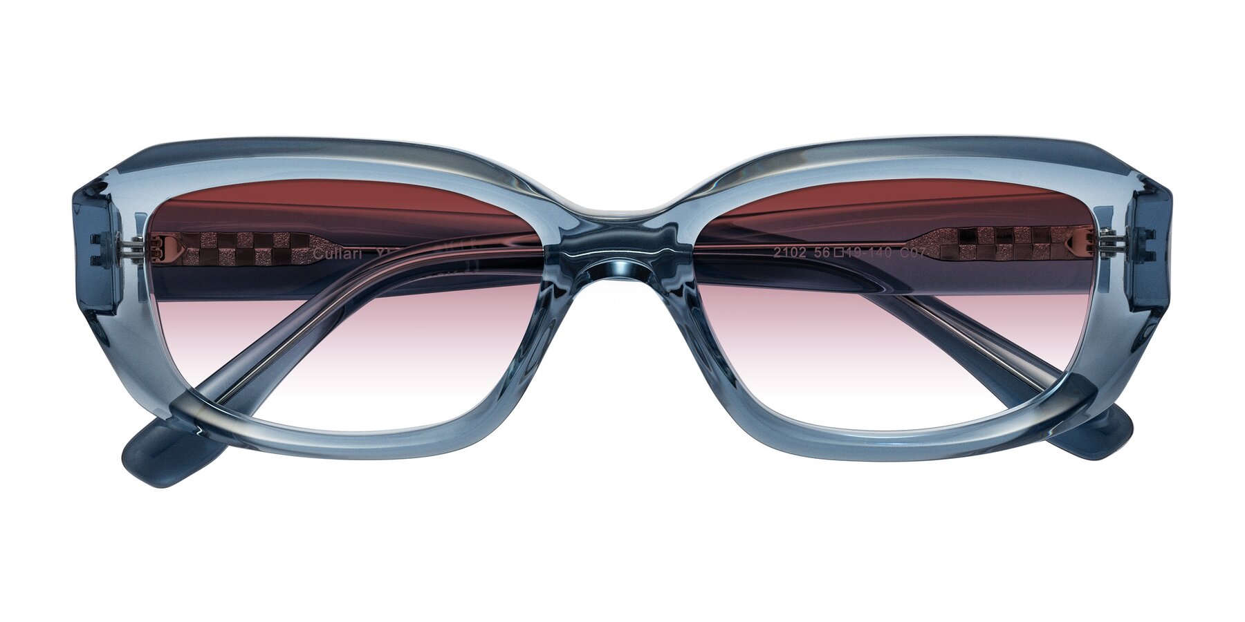 Folded Front of Cullari in Crystal Blueberry with Garnet Gradient Lenses