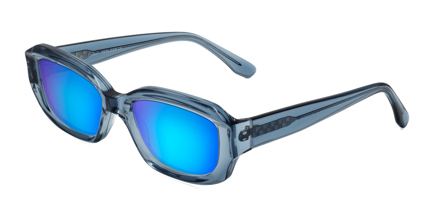 Angle of Cullari in Crystal Blueberry with Blue Mirrored Lenses