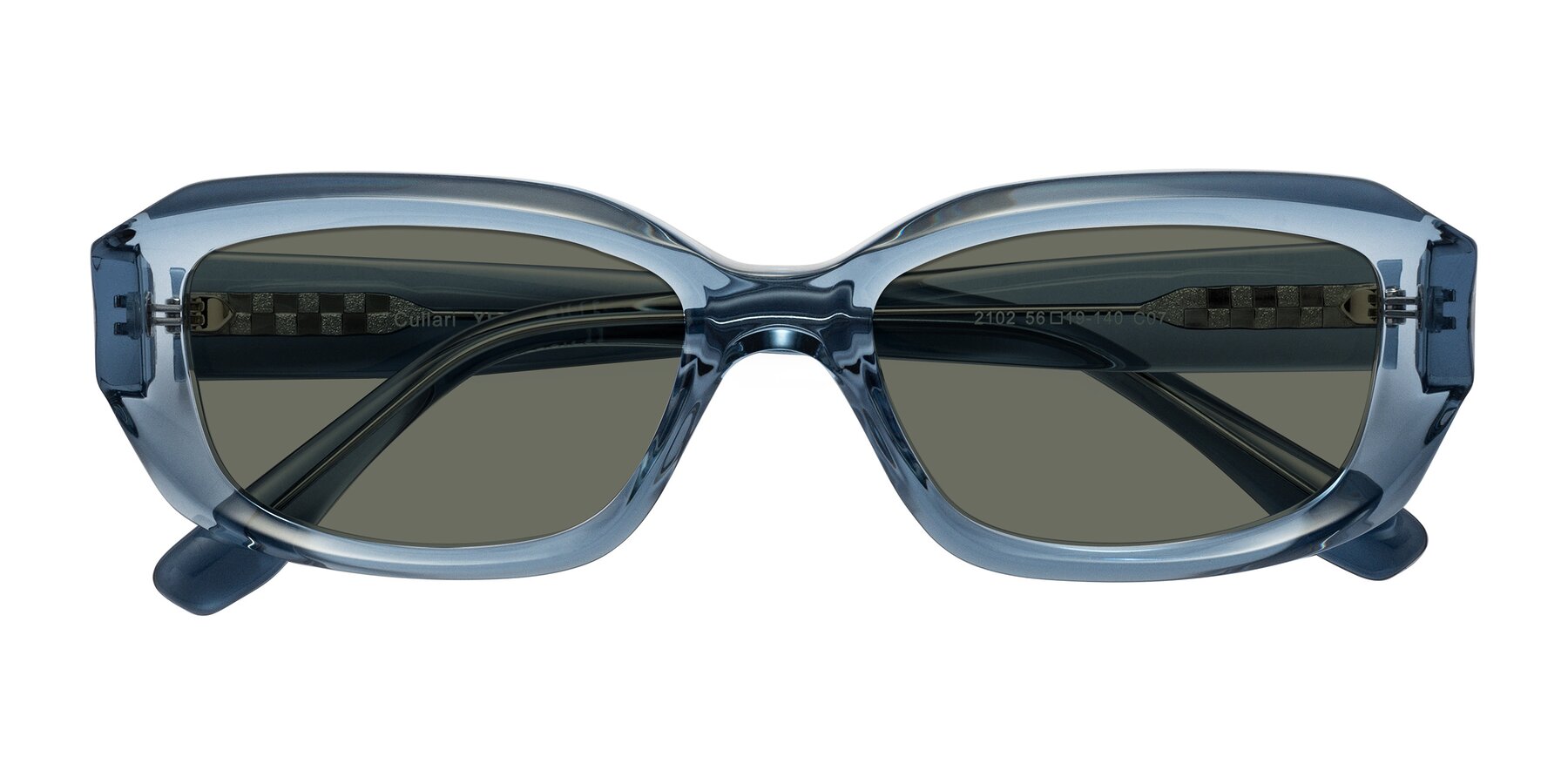Folded Front of Cullari in Crystal Blueberry with Gray Polarized Lenses