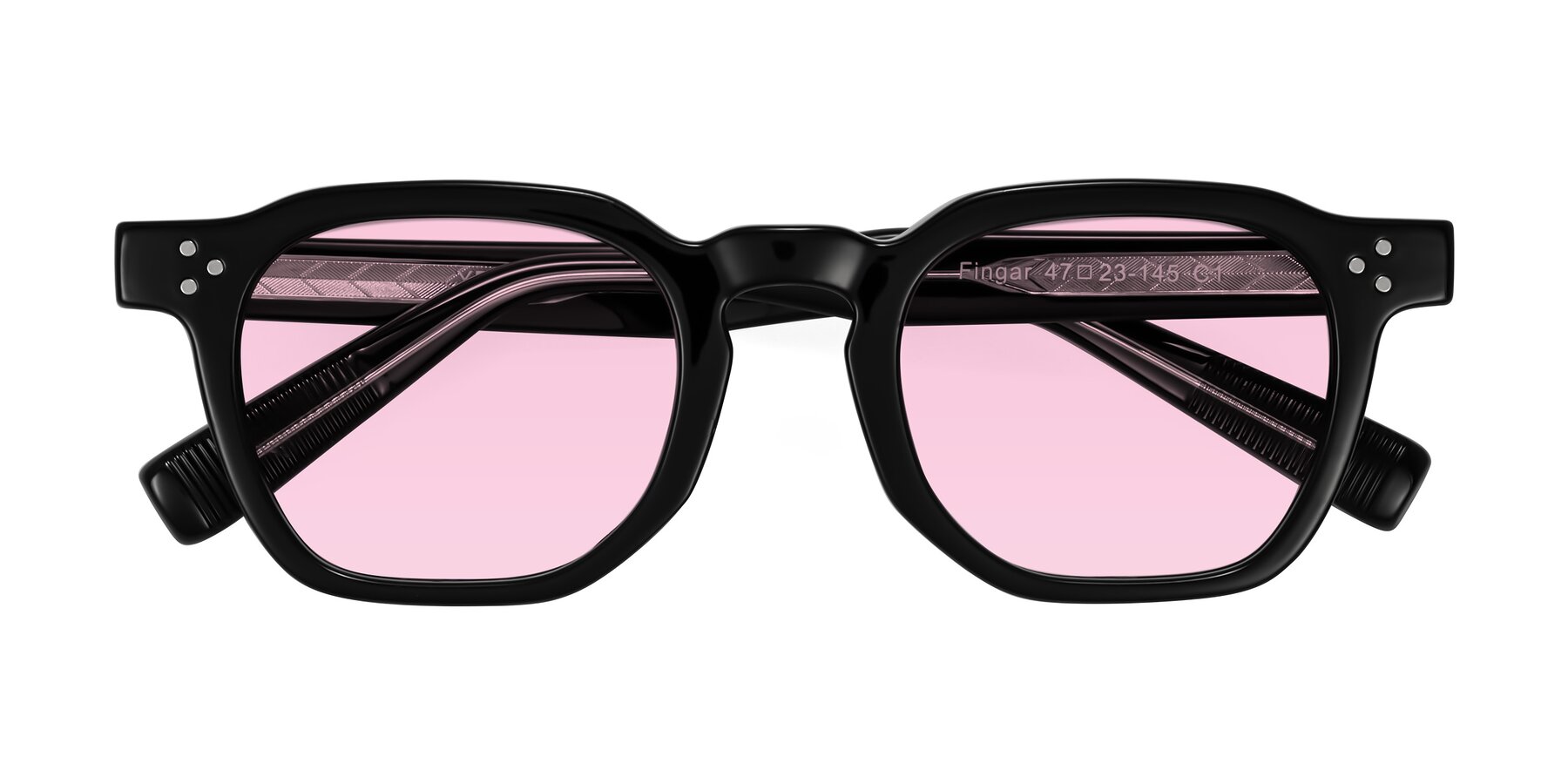 Folded Front of Fingar in Black with Light Pink Tinted Lenses
