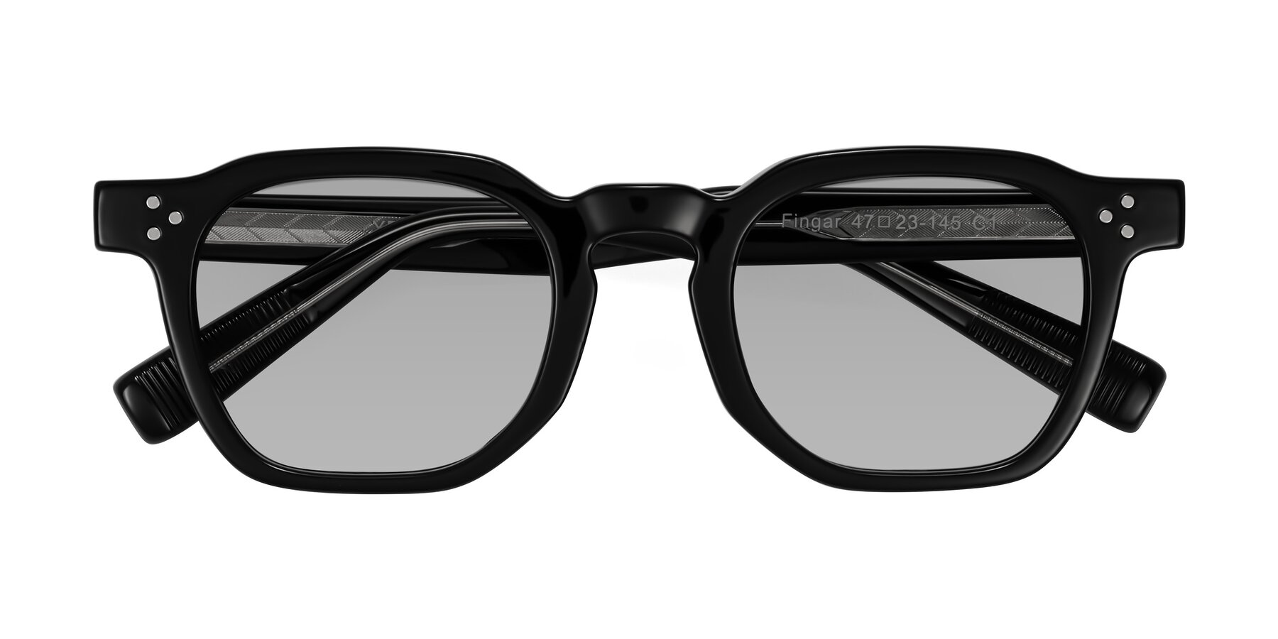 Folded Front of Fingar in Black with Light Gray Tinted Lenses