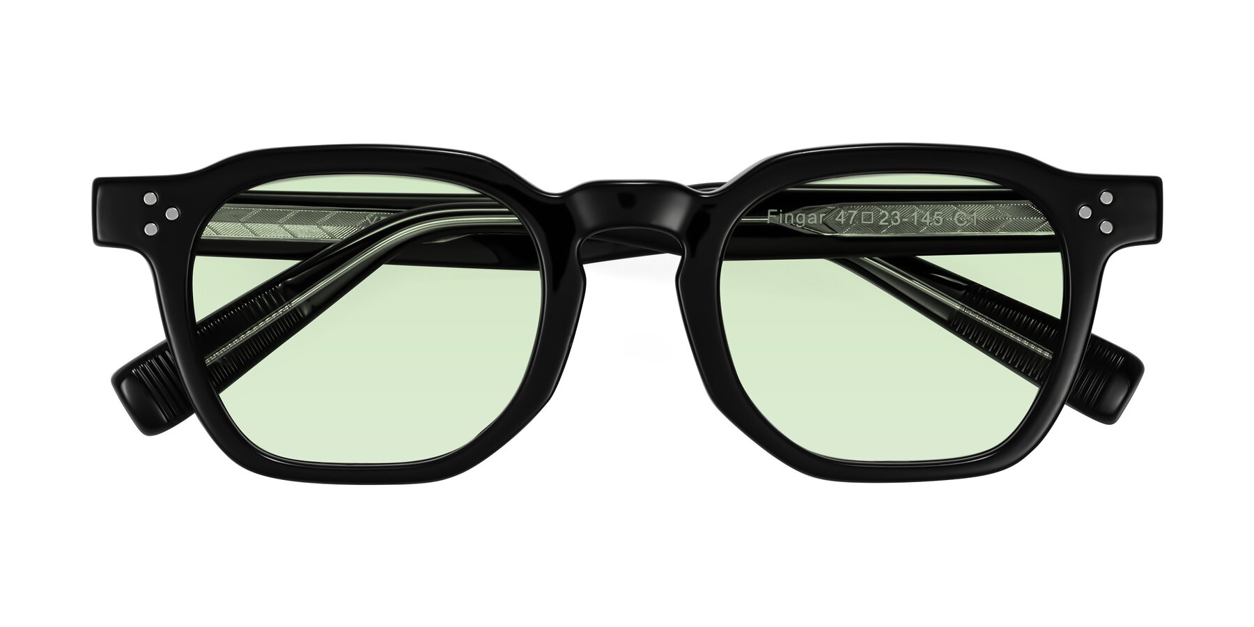 Folded Front of Fingar in Black with Light Green Tinted Lenses