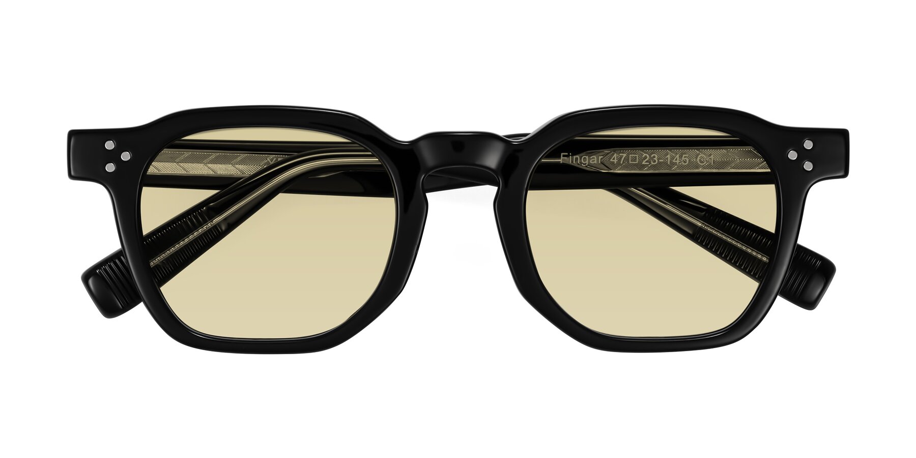 Folded Front of Fingar in Black with Light Champagne Tinted Lenses
