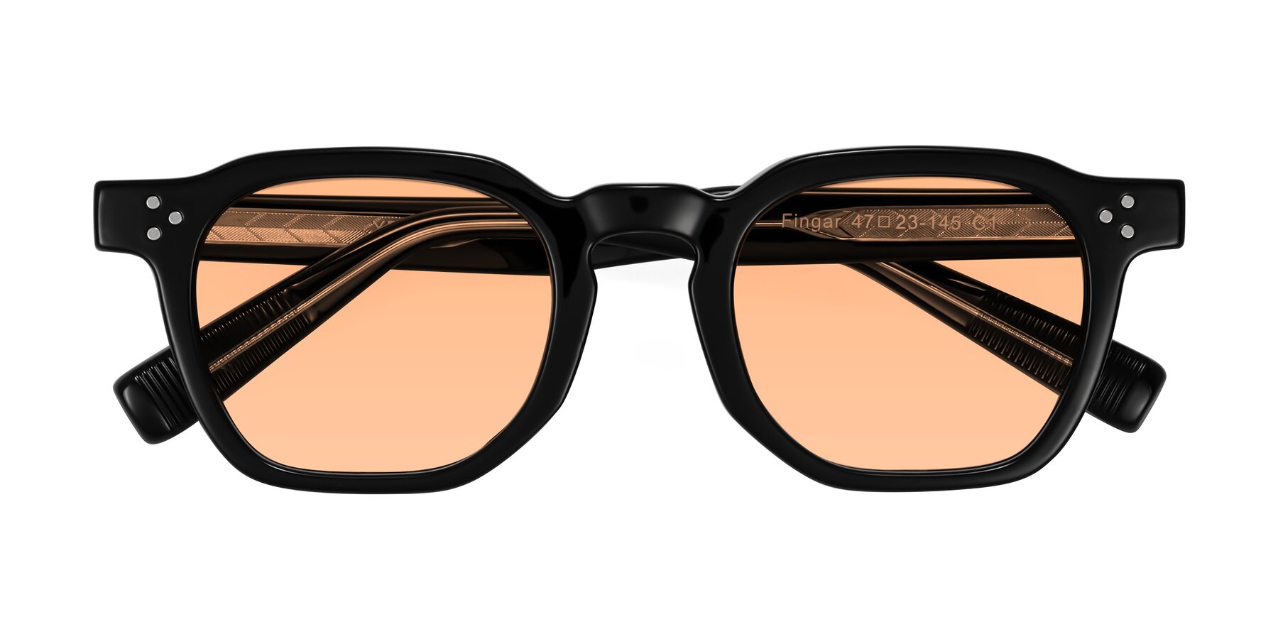 Folded Front of Fingar in Black with Light Orange Tinted Lenses