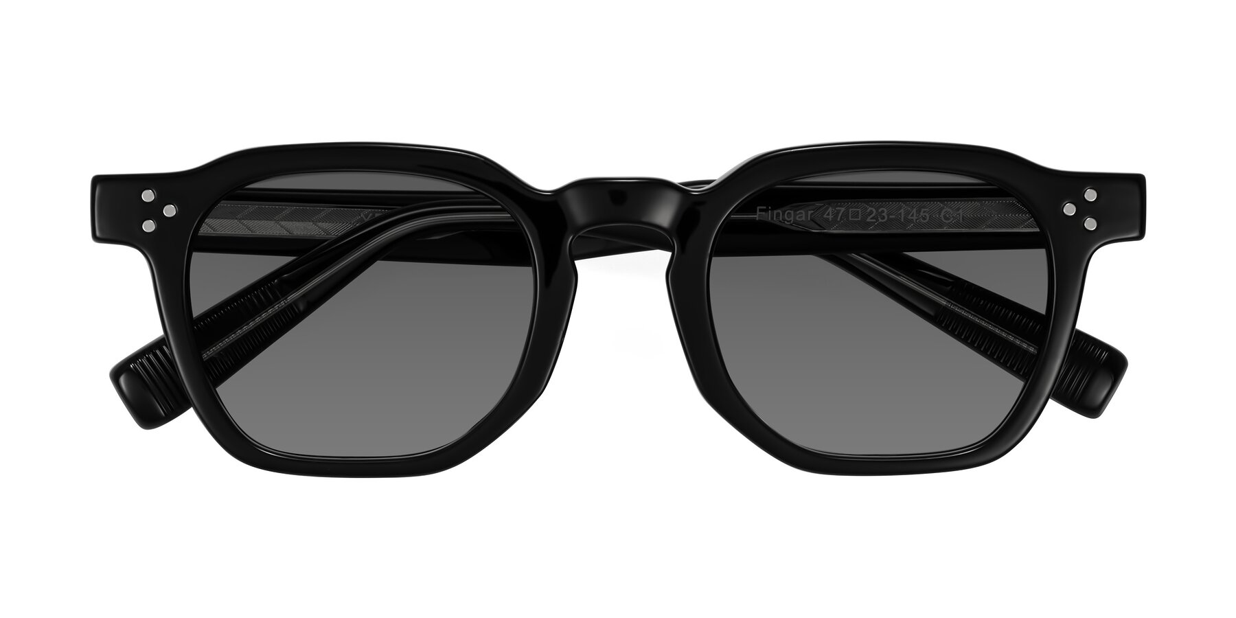 Folded Front of Fingar in Black with Medium Gray Tinted Lenses