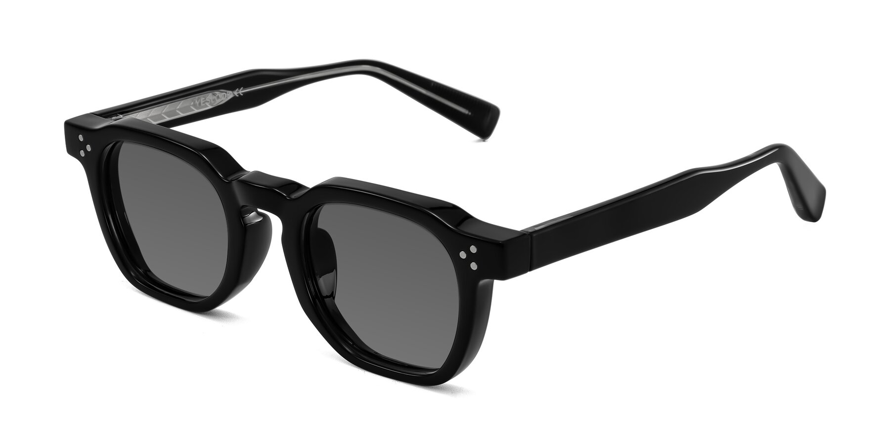 Angle of Fingar in Black with Medium Gray Tinted Lenses