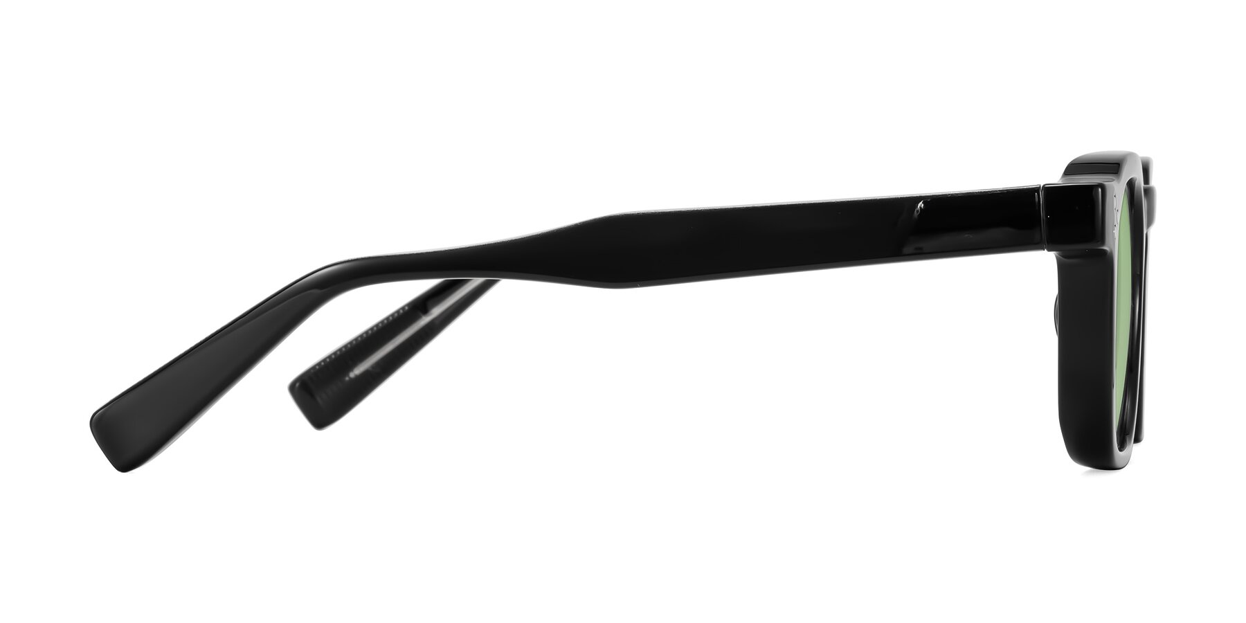 Side of Fingar in Black with Medium Green Tinted Lenses