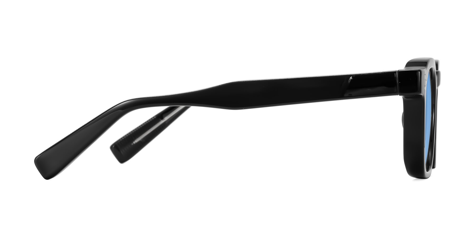 Side of Fingar in Black with Medium Blue Tinted Lenses