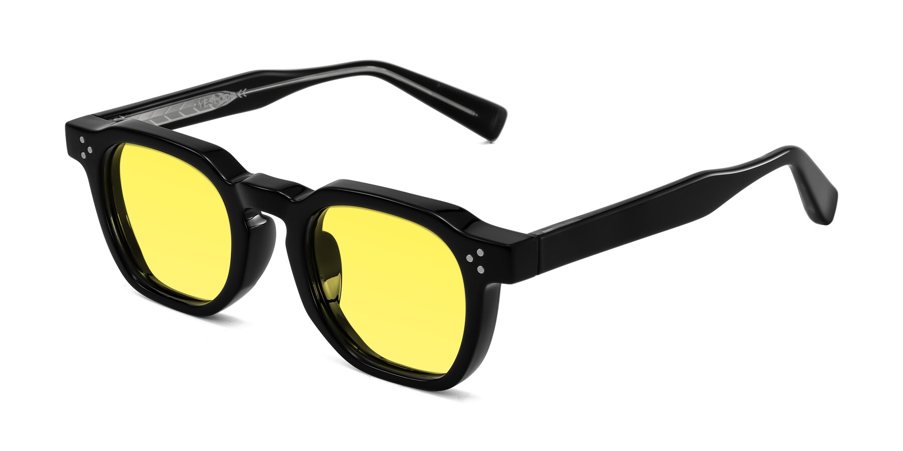 Angle of Fingar in Black with Medium Yellow Tinted Lenses