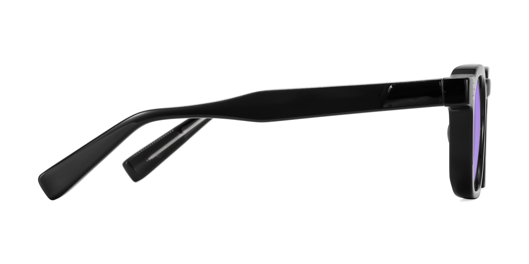Side of Fingar in Black with Medium Purple Tinted Lenses