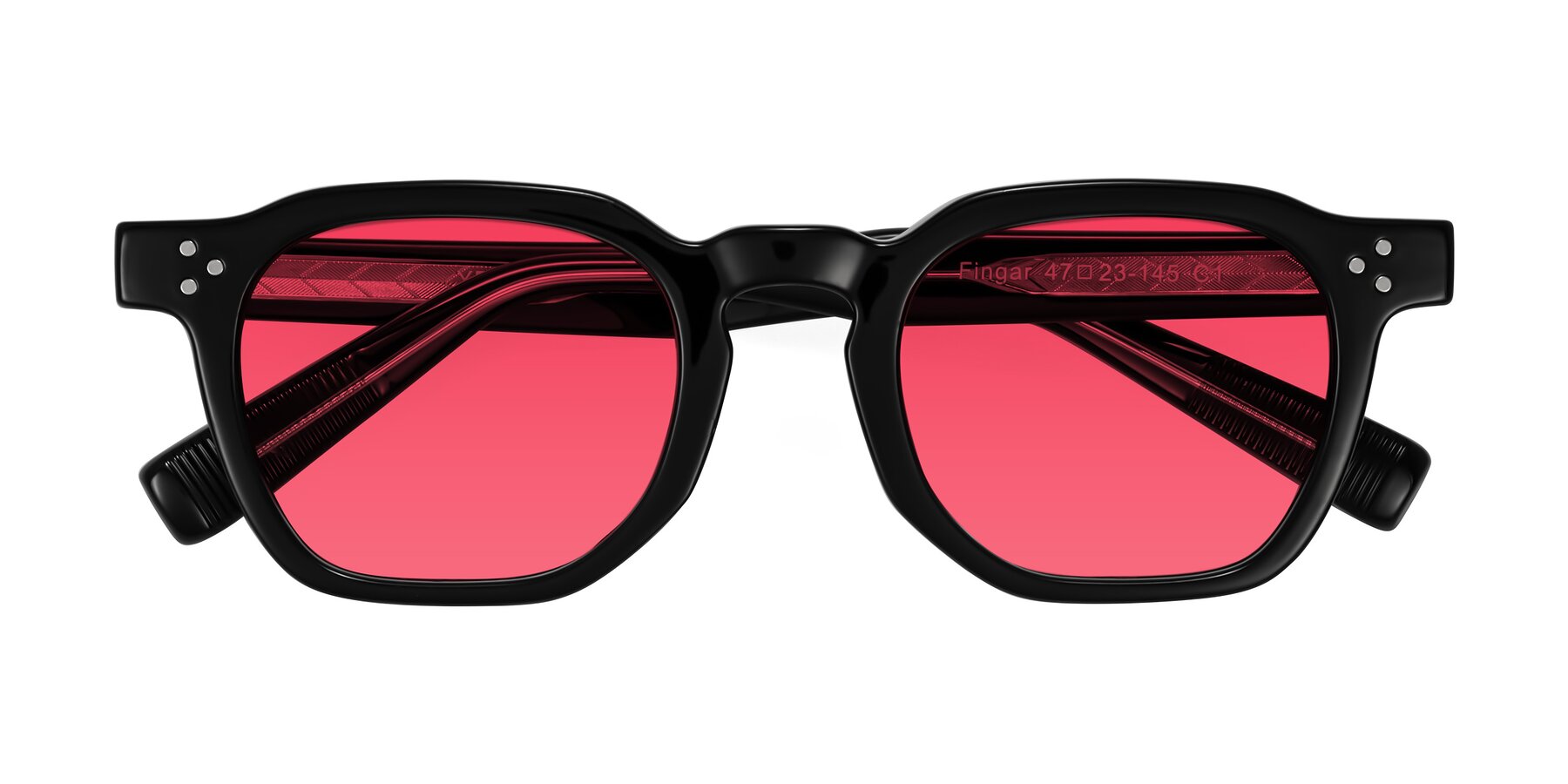 Folded Front of Fingar in Black with Red Tinted Lenses