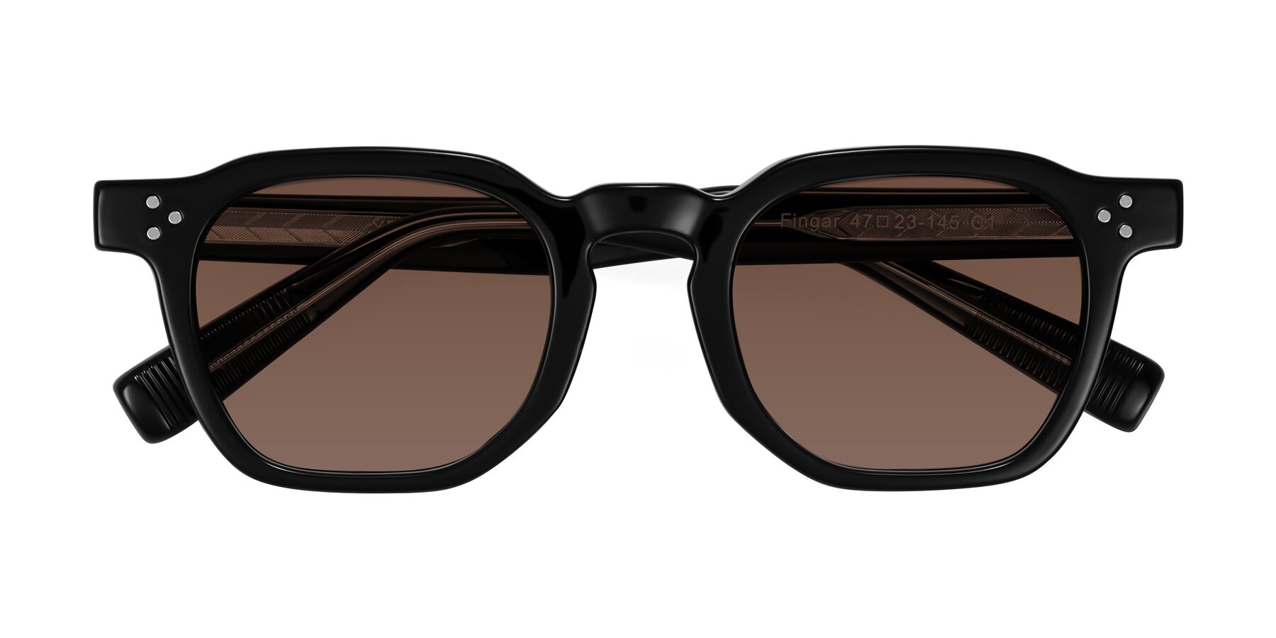 Folded Front of Fingar in Black with Brown Tinted Lenses
