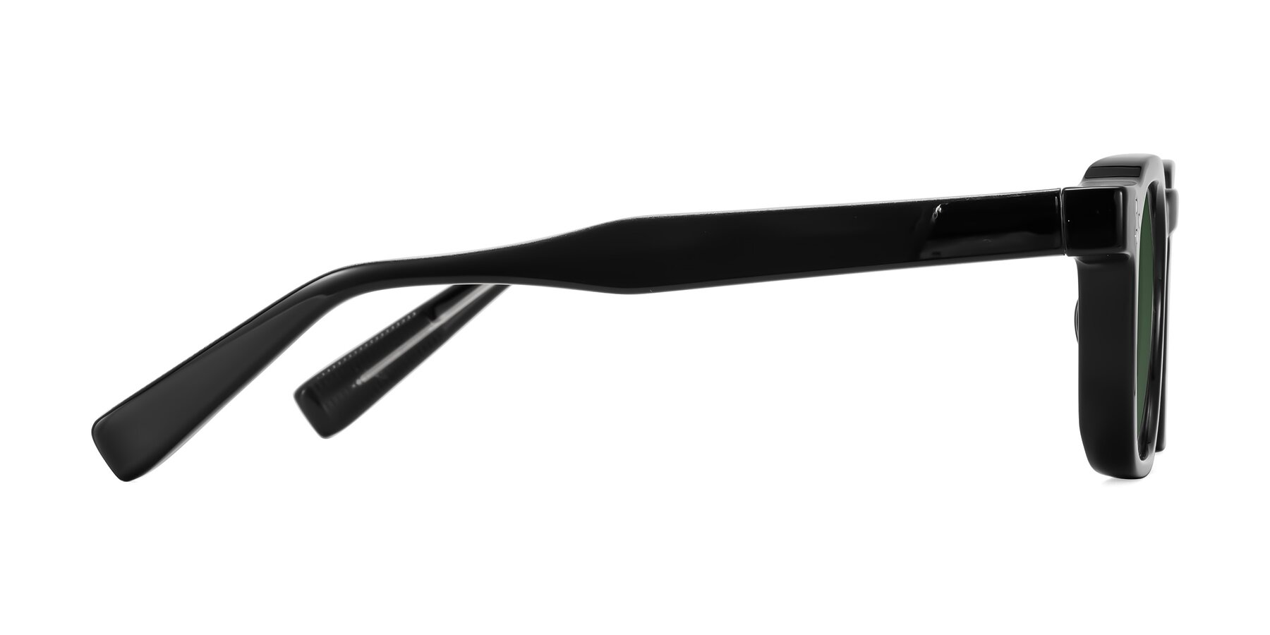 Side of Fingar in Black with Green Tinted Lenses