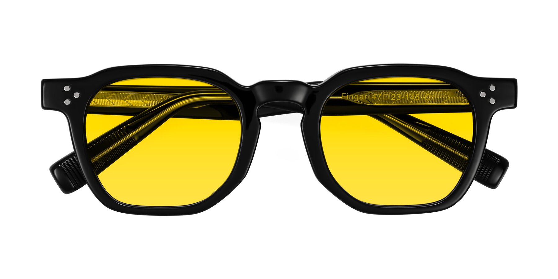 Folded Front of Fingar in Black with Yellow Tinted Lenses