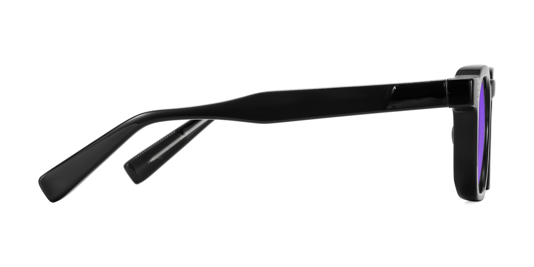 Side of Fingar in Black with Purple Tinted Lenses