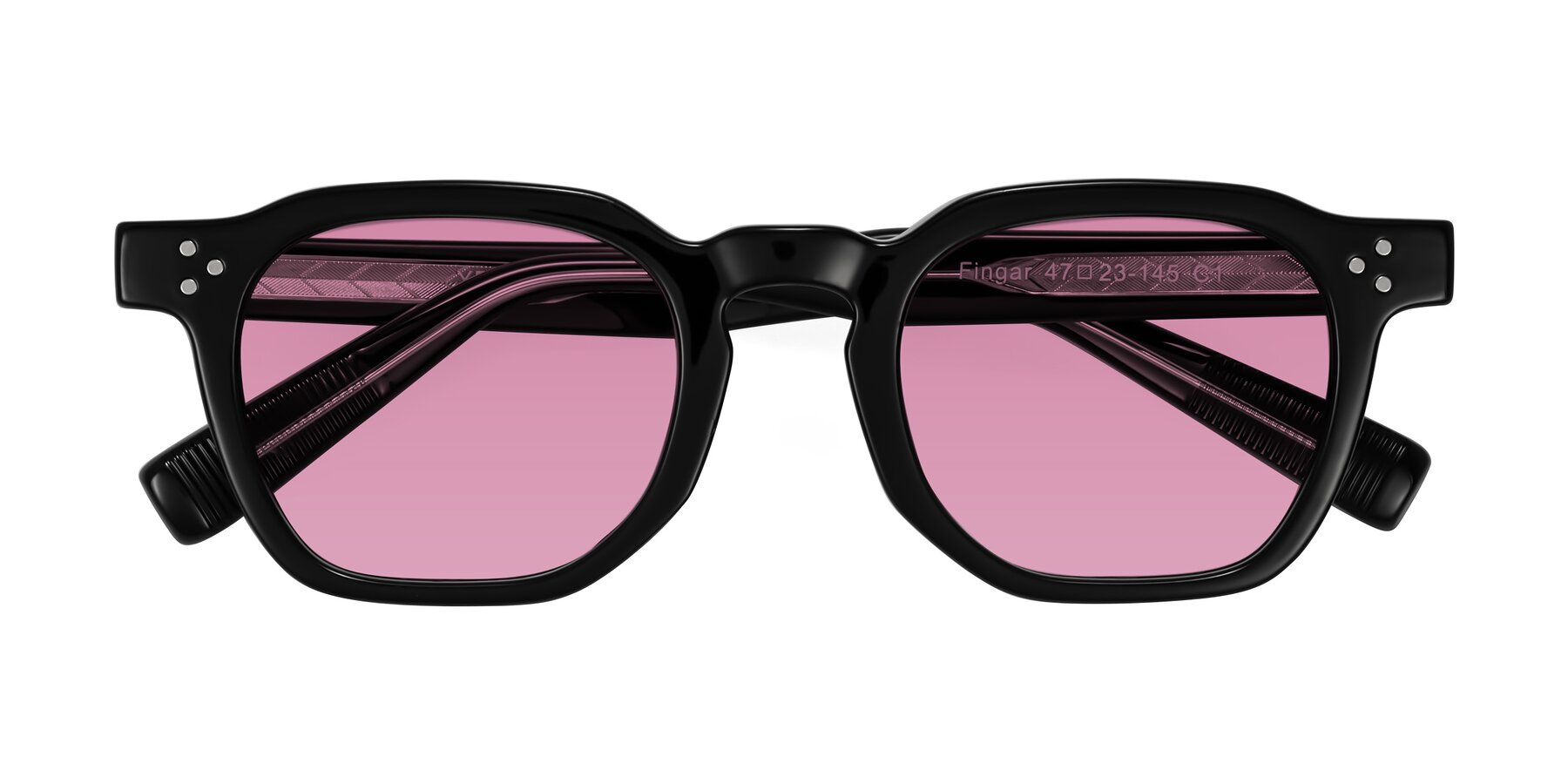 Folded Front of Fingar in Black with Medium Wine Tinted Lenses