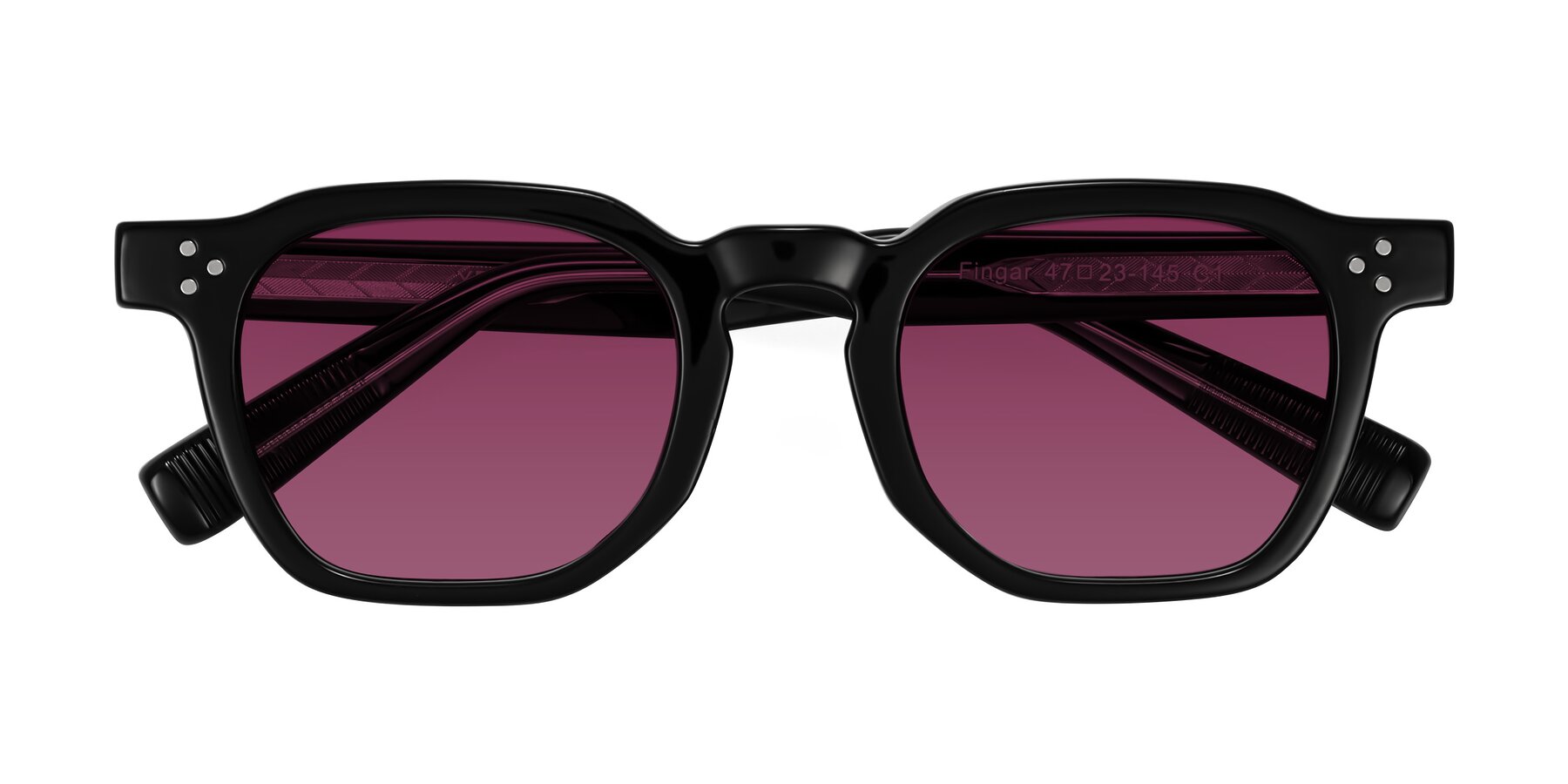 Folded Front of Fingar in Black with Wine Tinted Lenses