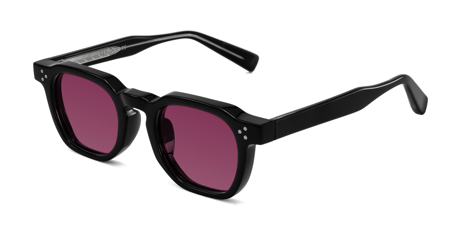 Angle of Fingar in Black with Wine Tinted Lenses