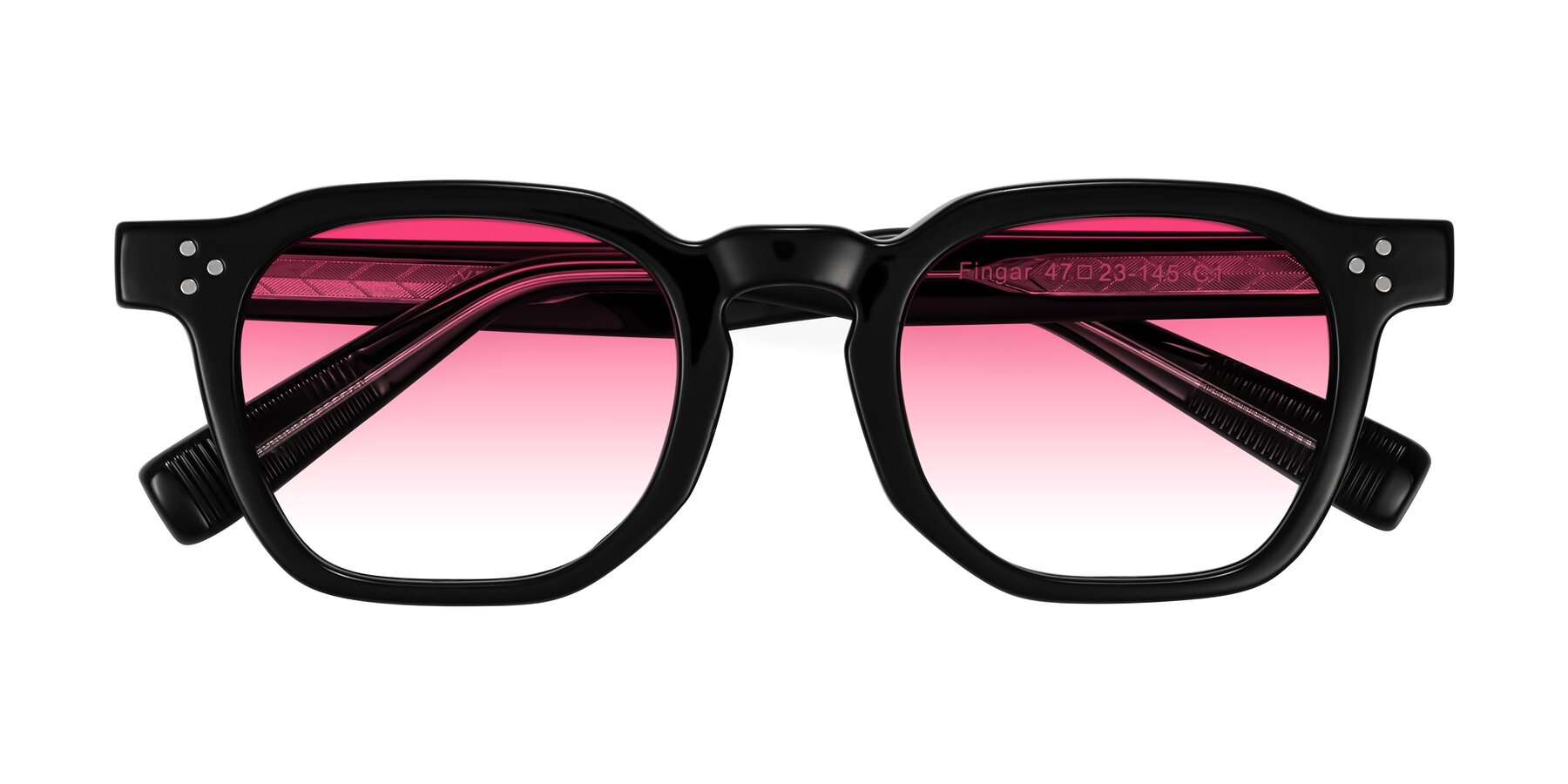 Folded Front of Fingar in Black with Pink Gradient Lenses