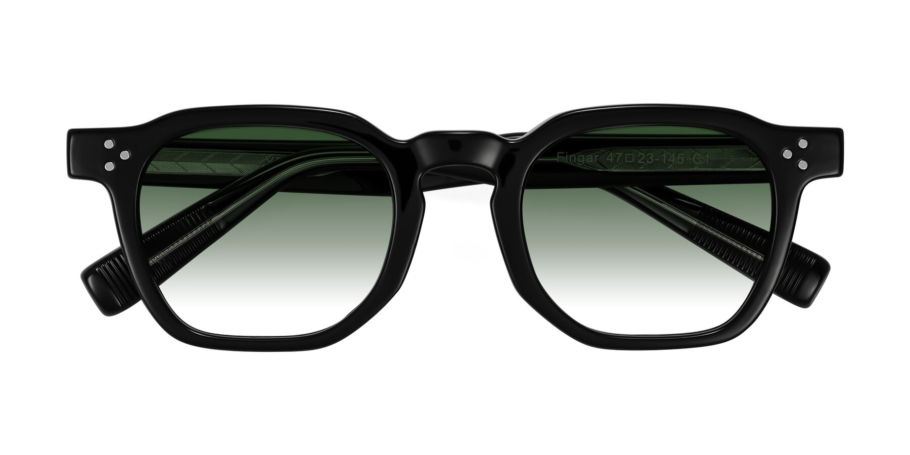 Folded Front of Fingar in Black with Green Gradient Lenses