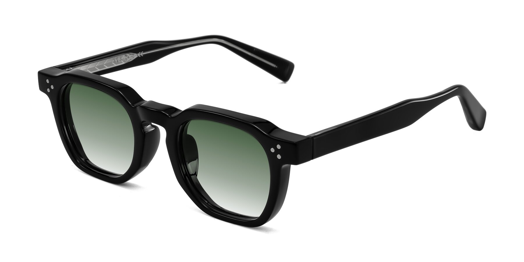 Angle of Fingar in Black with Green Gradient Lenses