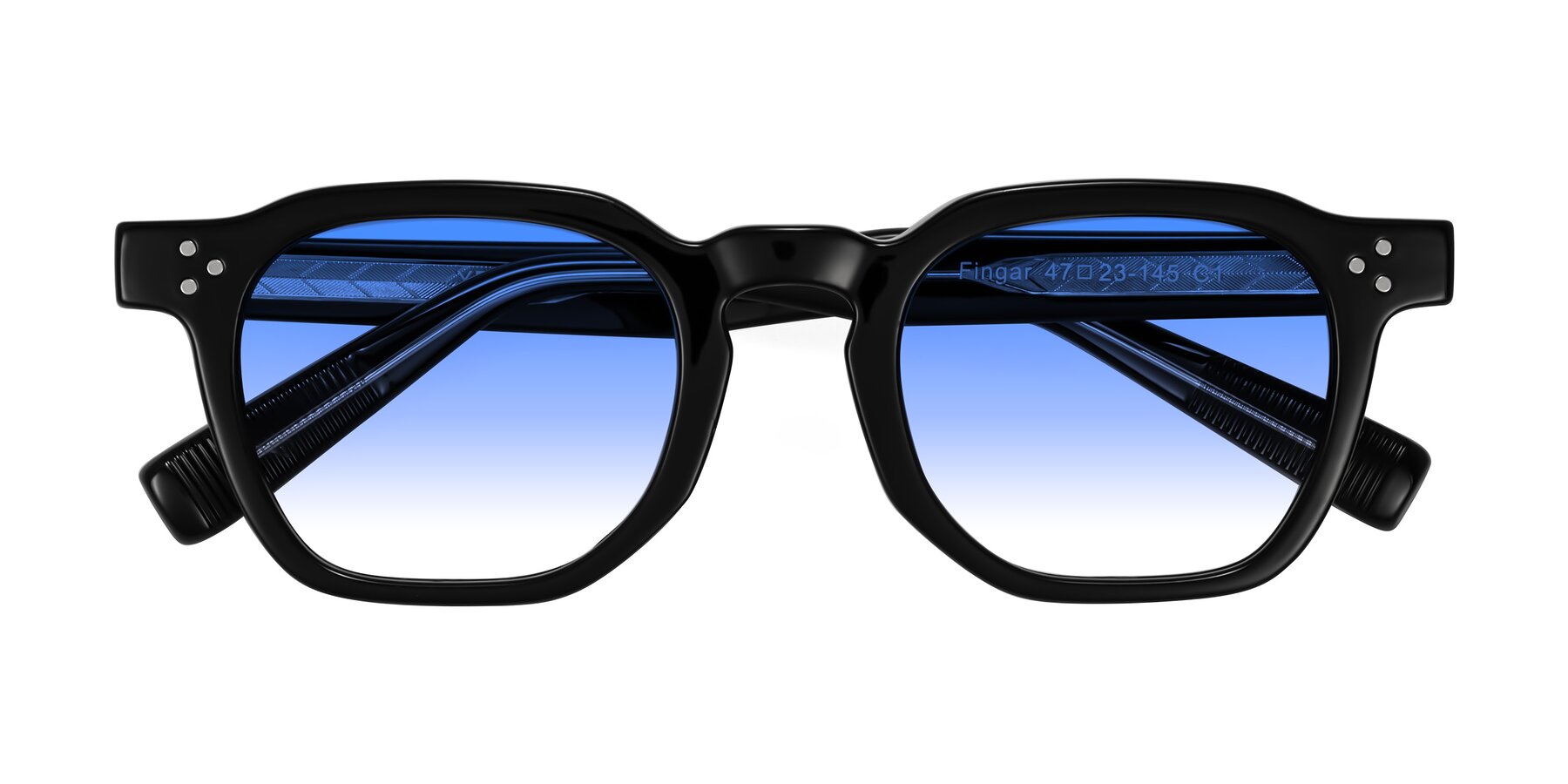 Folded Front of Fingar in Black with Blue Gradient Lenses