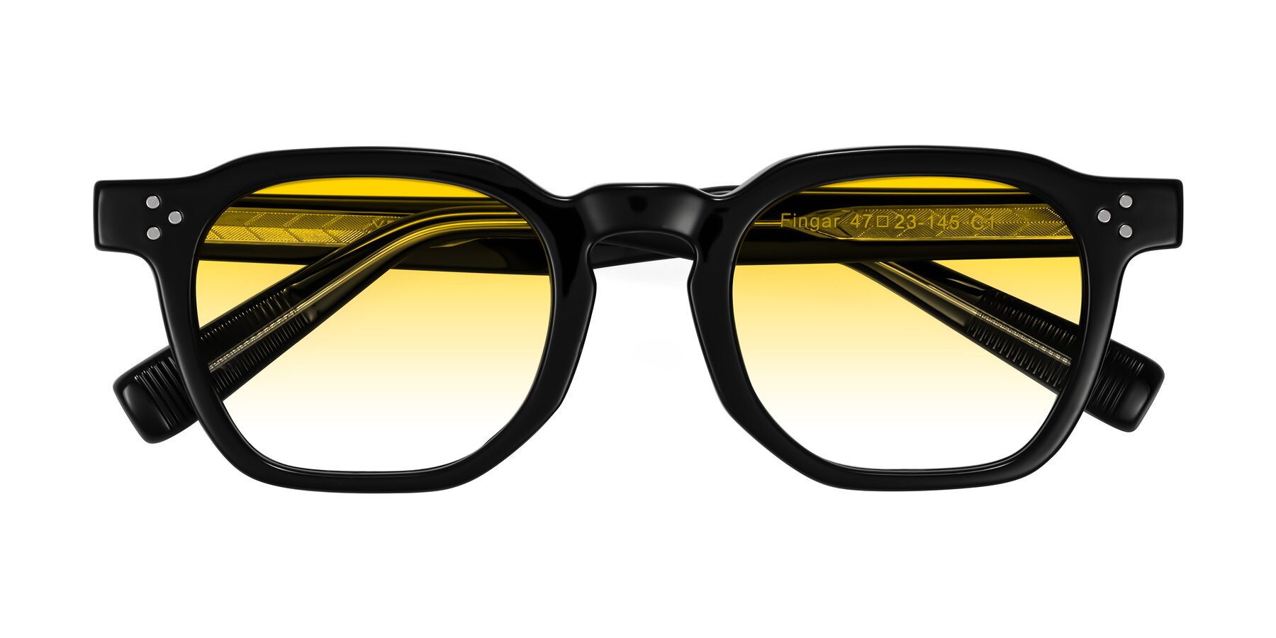Folded Front of Fingar in Black with Yellow Gradient Lenses