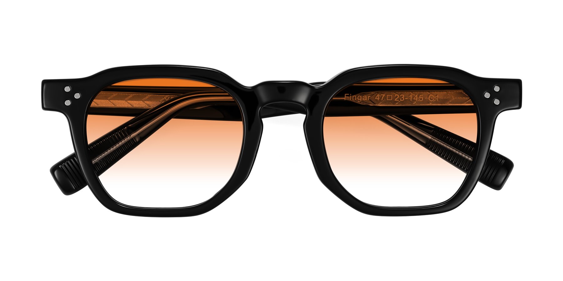 Folded Front of Fingar in Black with Orange Gradient Lenses