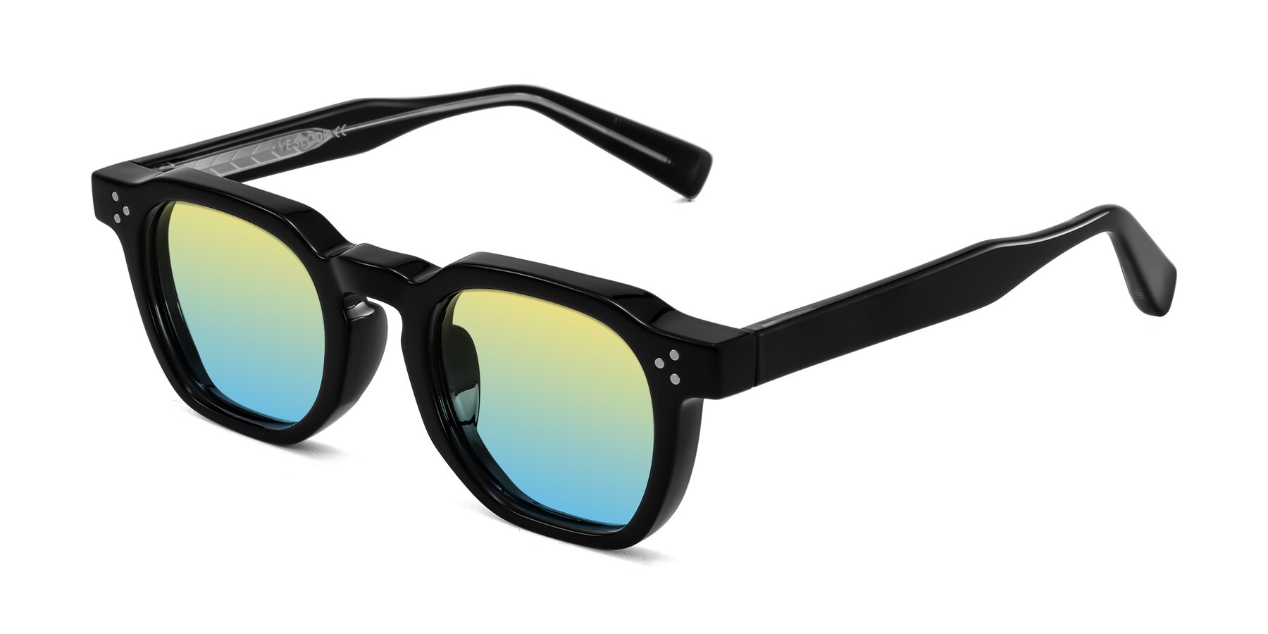 Angle of Fingar in Black with Yellow / Blue Gradient Lenses