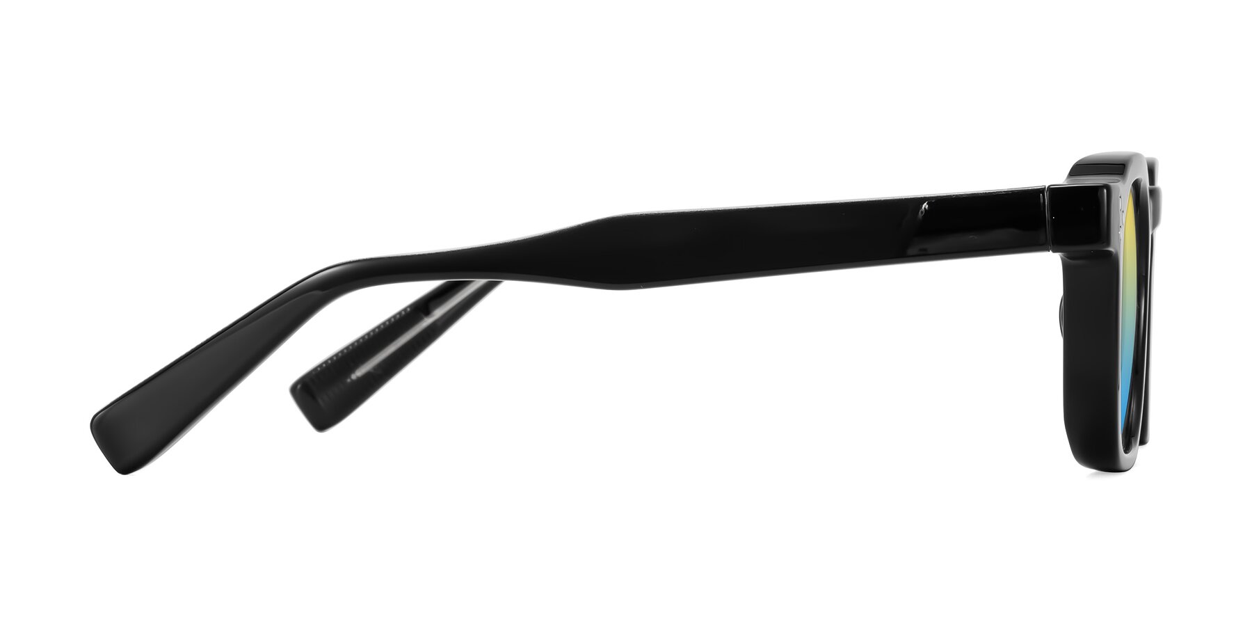 Side of Fingar in Black with Yellow / Blue Gradient Lenses