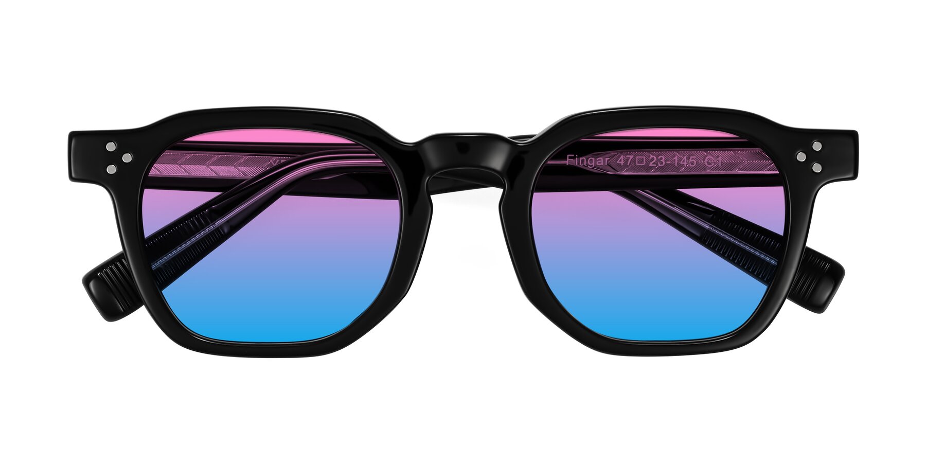 Folded Front of Fingar in Black with Pink / Blue Gradient Lenses