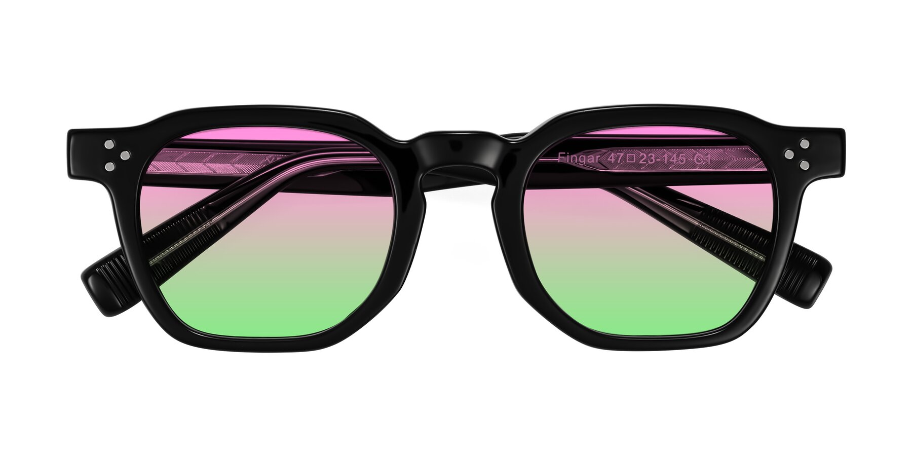 Folded Front of Fingar in Black with Pink / Green Gradient Lenses