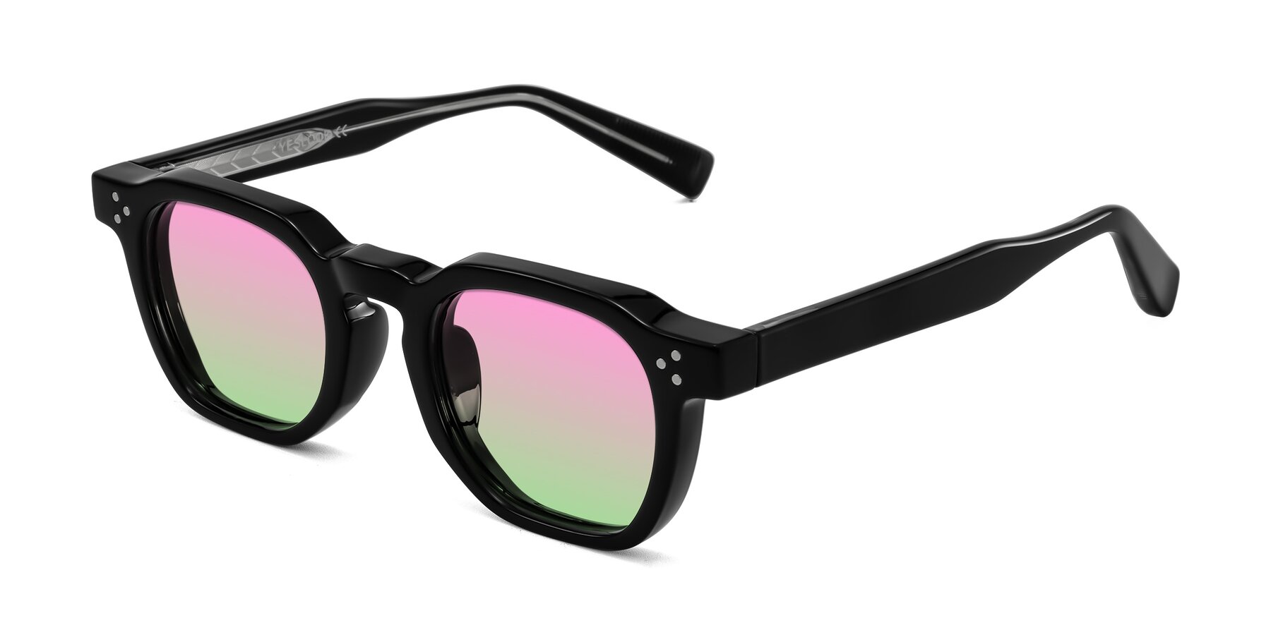 Angle of Fingar in Black with Pink / Green Gradient Lenses