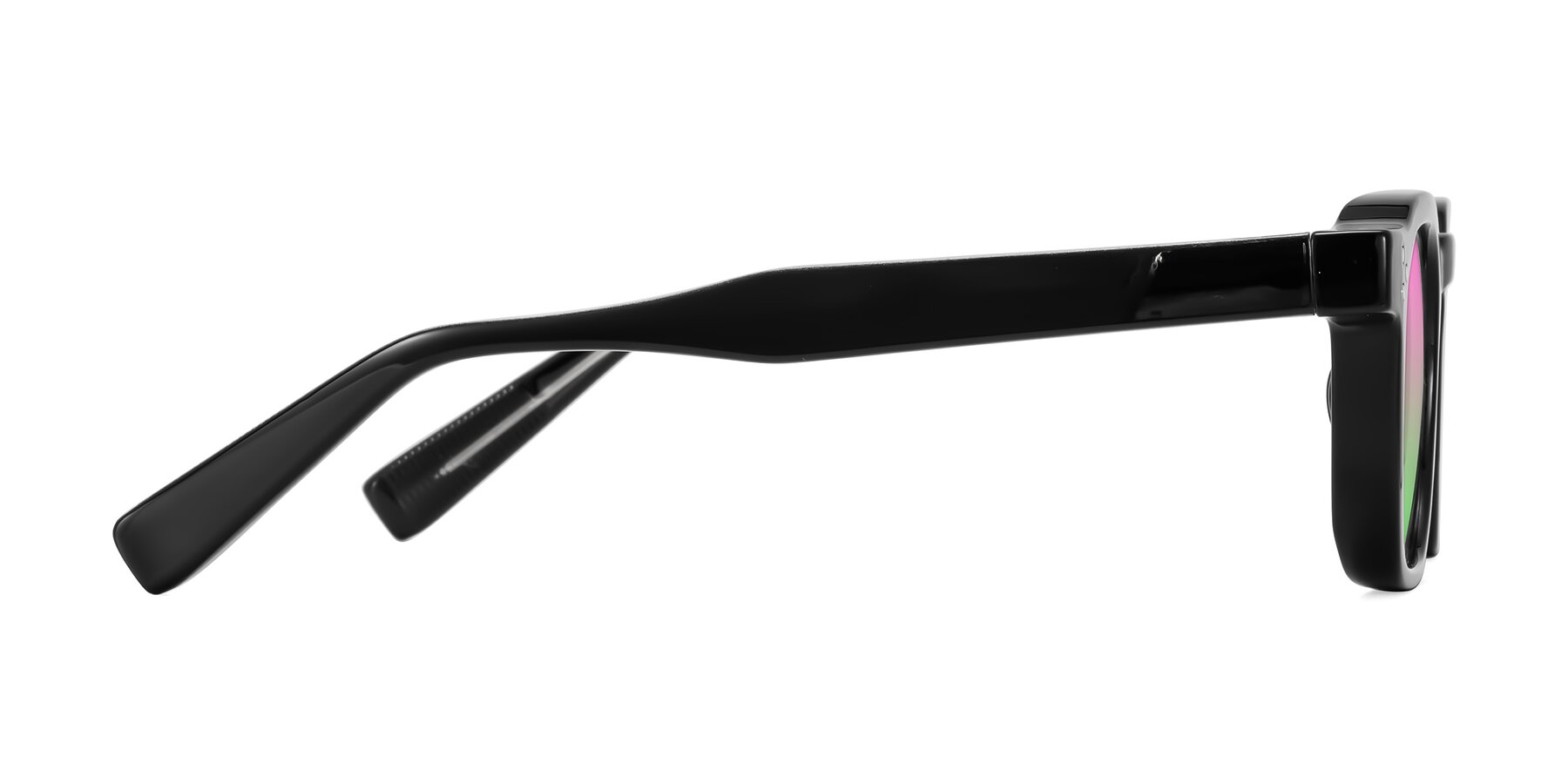 Side of Fingar in Black with Pink / Green Gradient Lenses