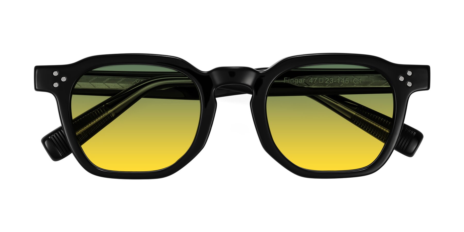 Folded Front of Fingar in Black with Green / Yellow Gradient Lenses