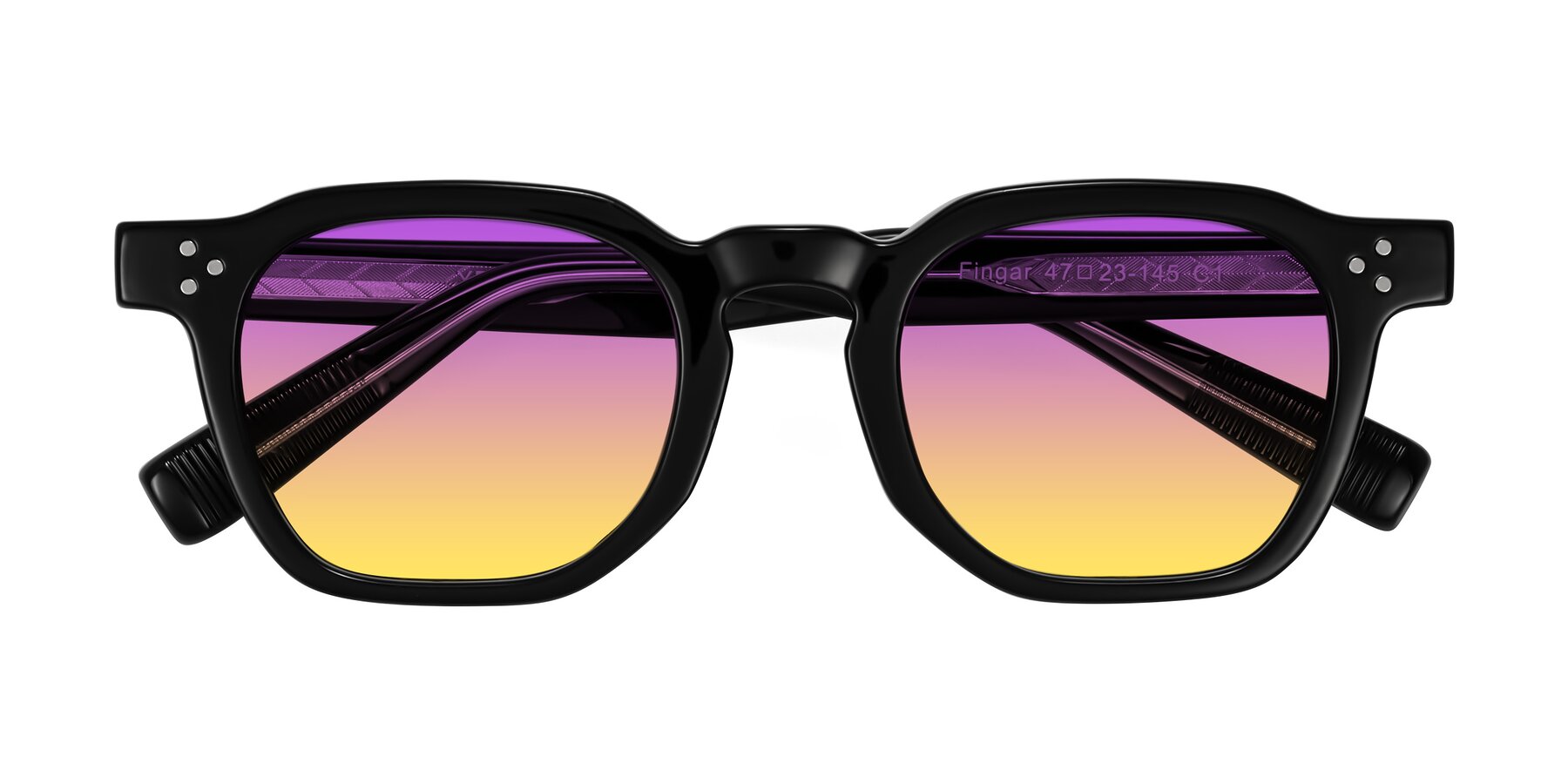 Folded Front of Fingar in Black with Purple / Yellow Gradient Lenses