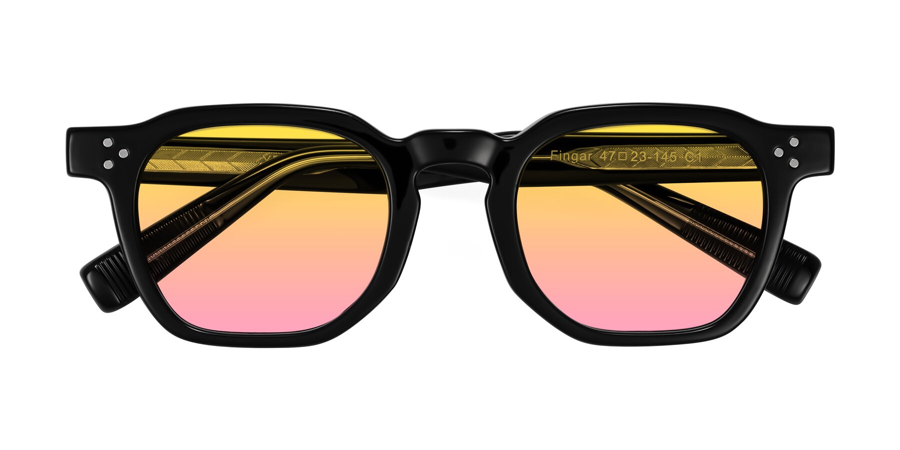 Folded Front of Fingar in Black with Yellow / Pink Gradient Lenses