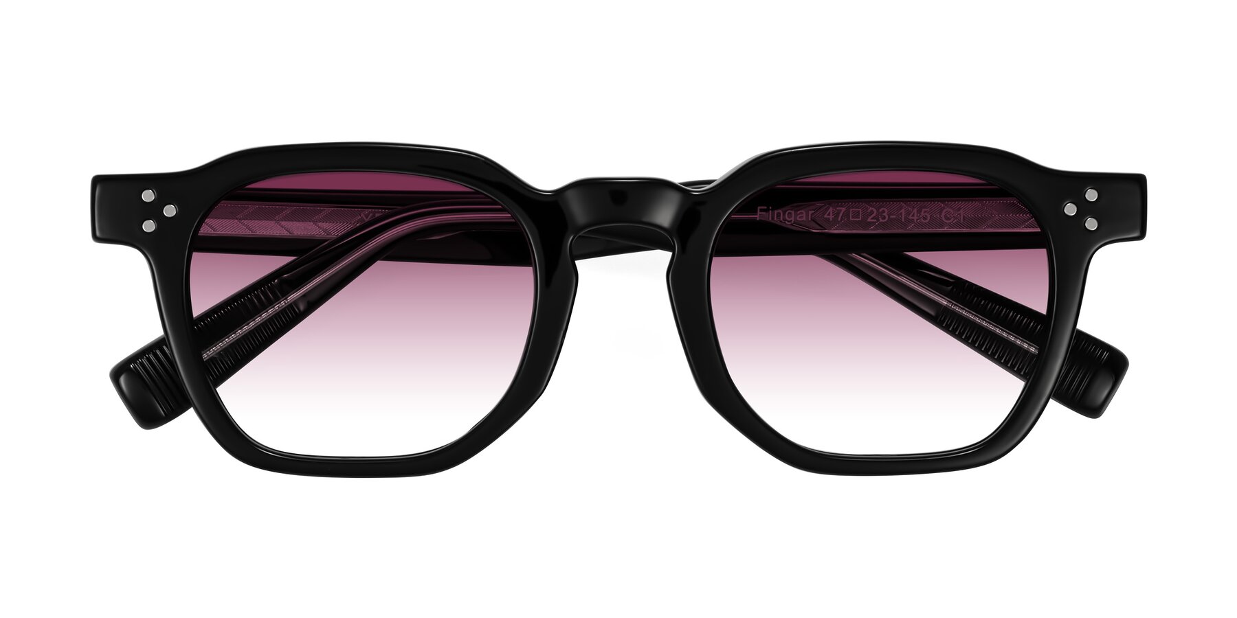 Folded Front of Fingar in Black with Wine Gradient Lenses