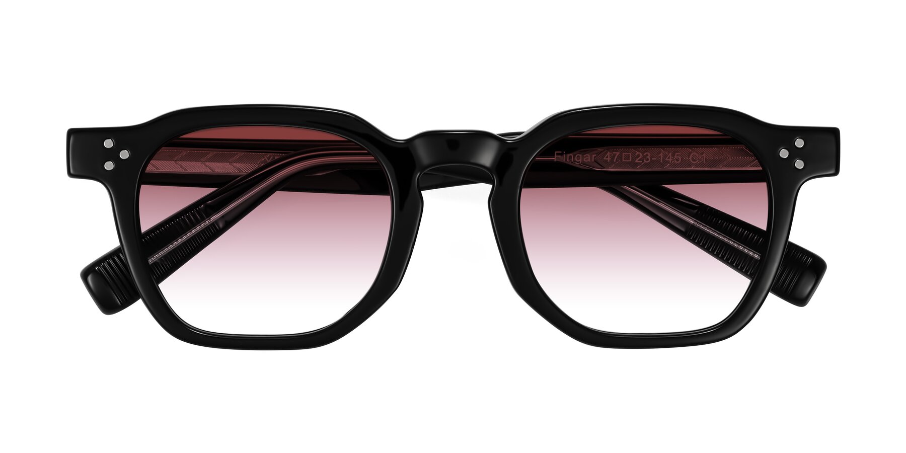 Folded Front of Fingar in Black with Garnet Gradient Lenses