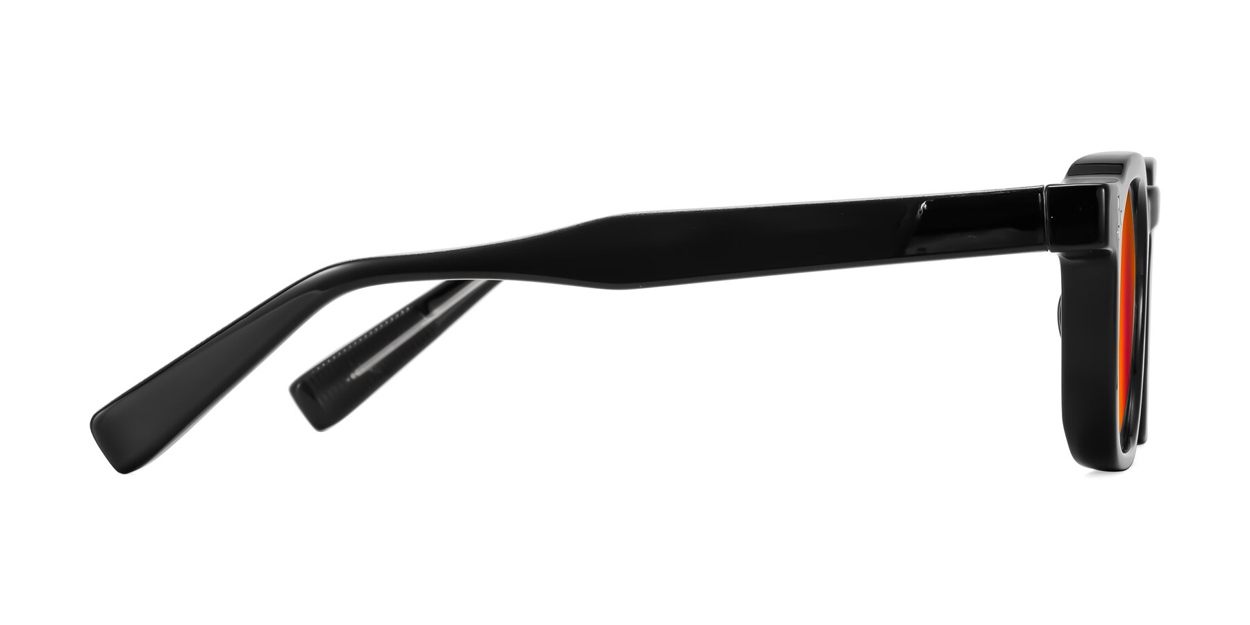 Side of Fingar in Black with Red Gold Mirrored Lenses
