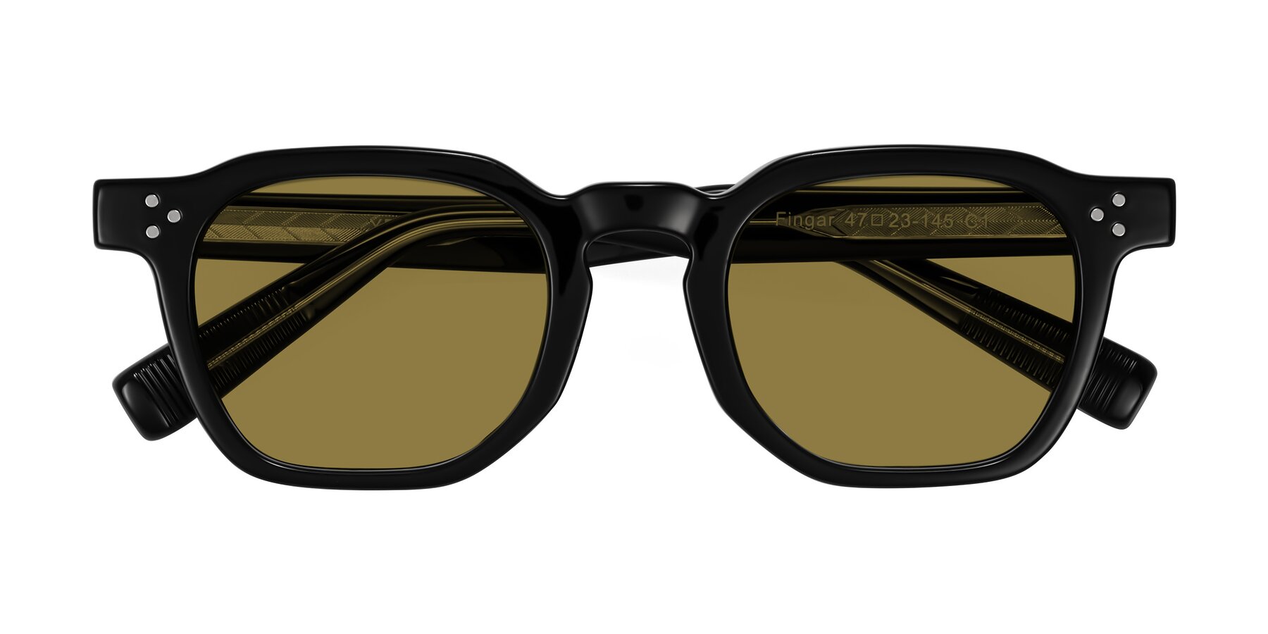 Folded Front of Fingar in Black with Brown Polarized Lenses