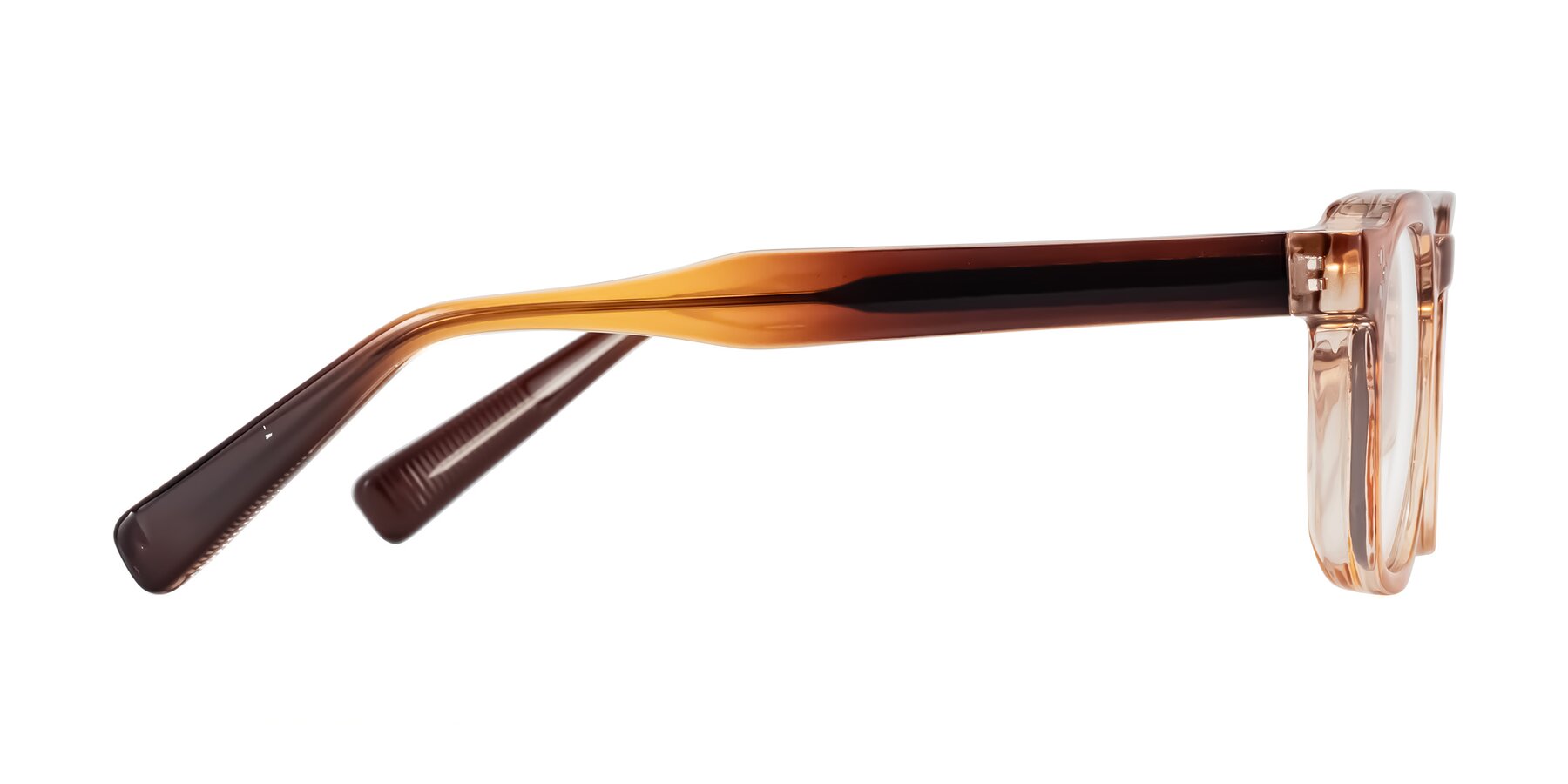 Side of Fingar in Amber Striped with Clear Eyeglass Lenses