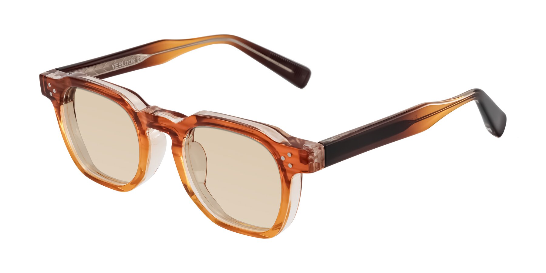Angle of Fingar in Amber Striped with Light Brown Tinted Lenses