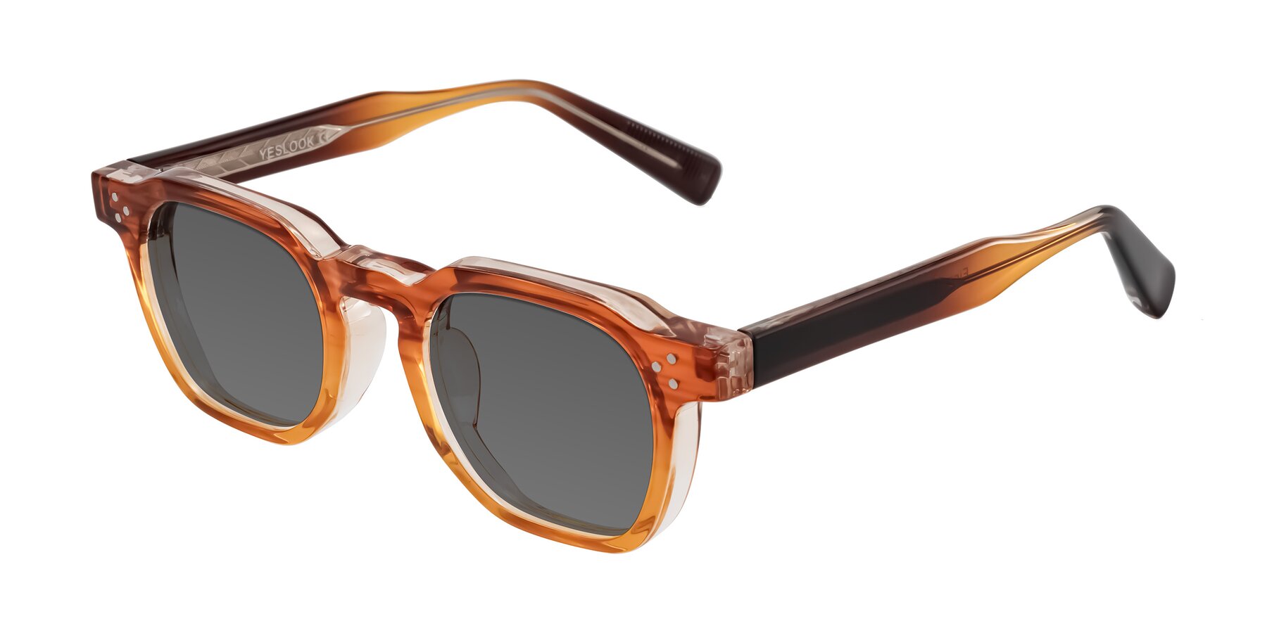 Angle of Fingar in Amber Striped with Medium Gray Tinted Lenses