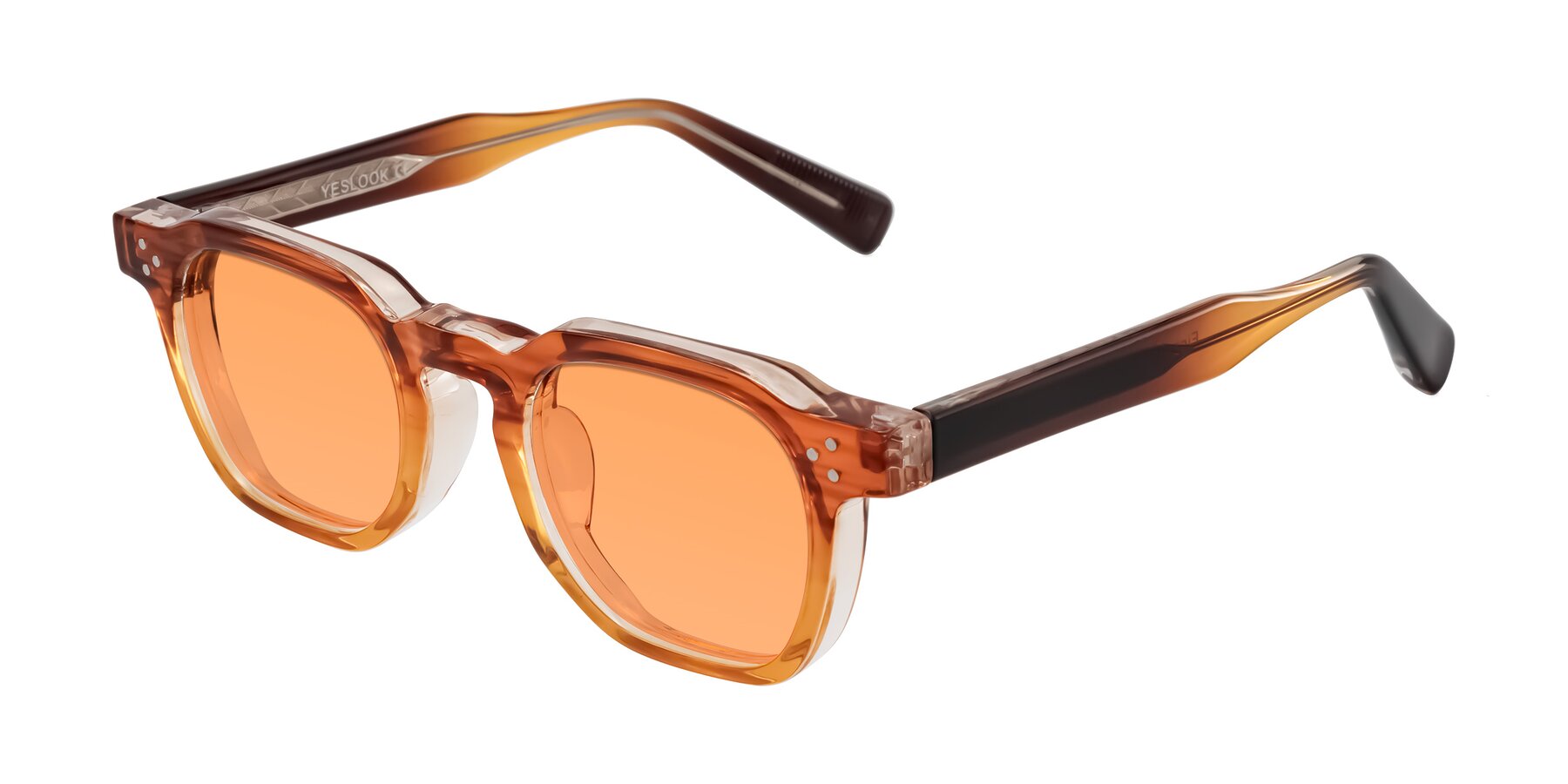 Angle of Fingar in Amber Striped with Medium Orange Tinted Lenses