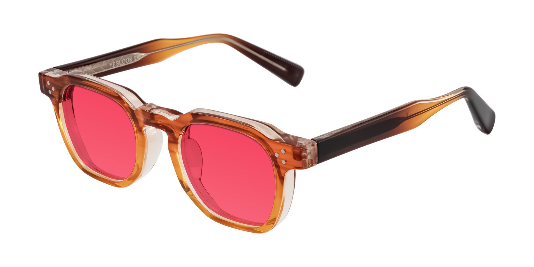 Angle of Fingar in Amber Striped with Red Tinted Lenses
