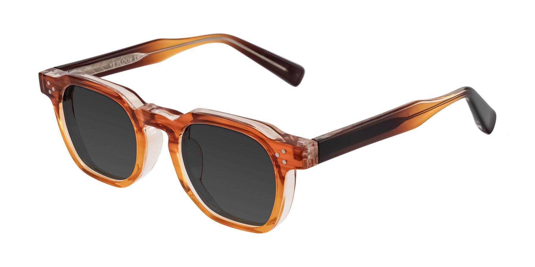 Angle of Fingar in Amber Striped with Gray Tinted Lenses