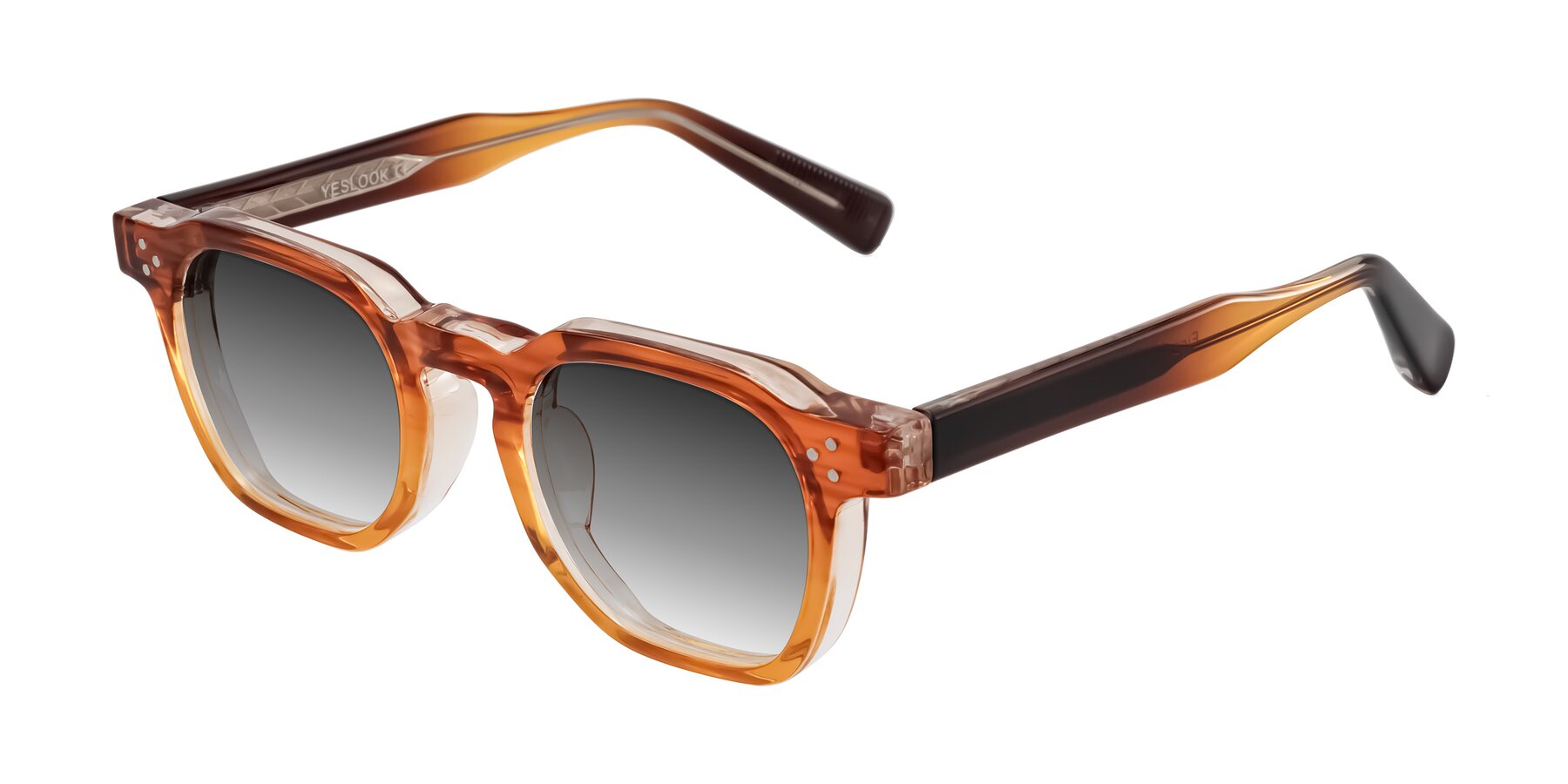 Angle of Fingar in Amber Striped with Gray Gradient Lenses
